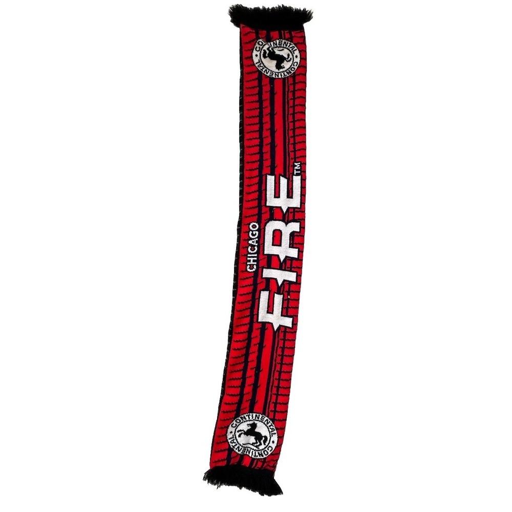 Chicago Fire Soccer Club Continental Tire Scarf Red Black Gold EUC